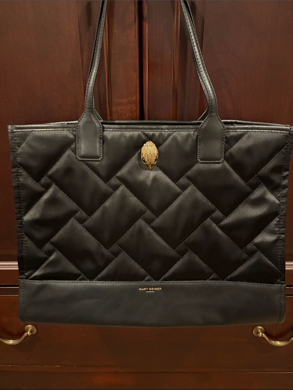 Kurt Geiger Black Quilted London Shopper Tote